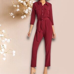 LOFT Utility Romper jumpsuit straight pants drawstring long sleeve Sz LP